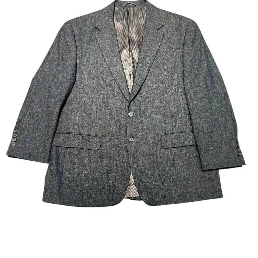 Ralph by Ralph Lauren Brown Tweed Wool Blend Two-Button Blazer Elbow Patches 44S